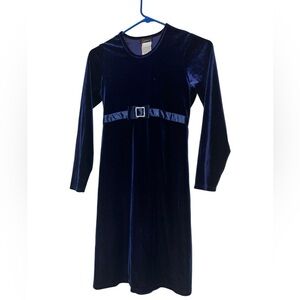 Speechless Deep Blue Velvet Dress jeweled belt sz 16
